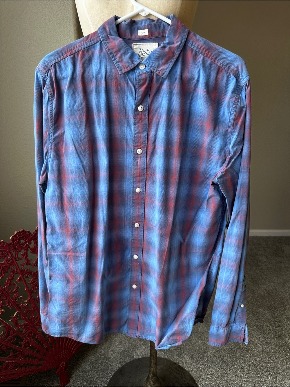 Bixby Nomad Blue Plaid Long-sleeve Button-Down Shirt